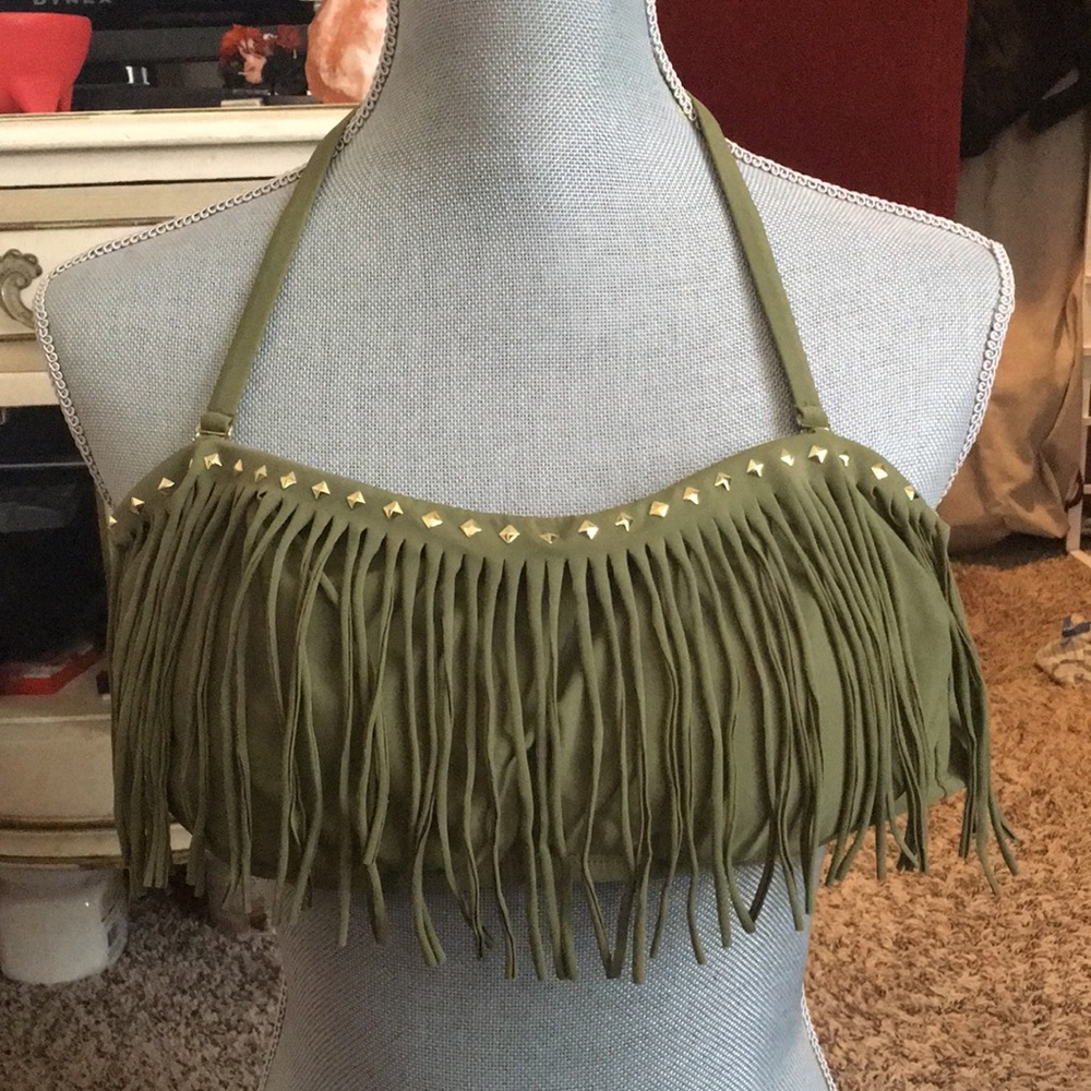 Olive green bikini top/ swimwear